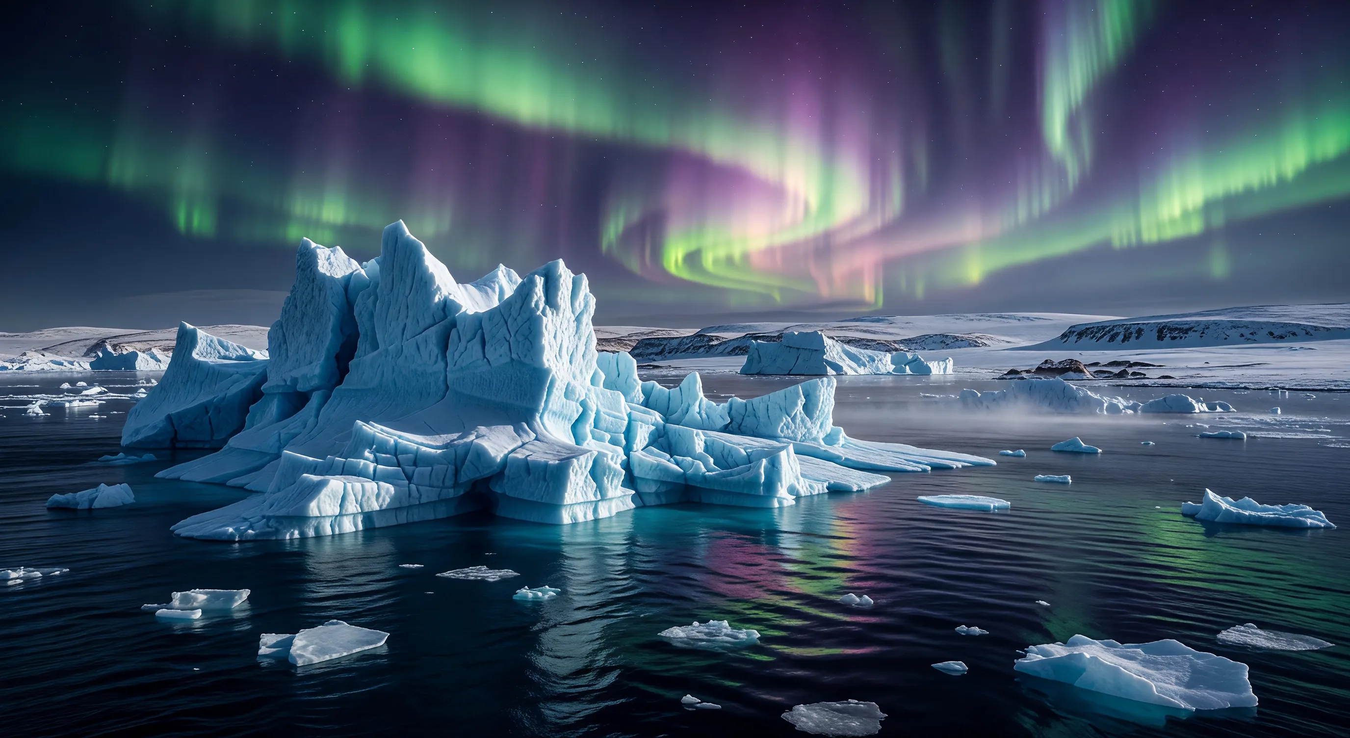 Icebergs off arctic coast