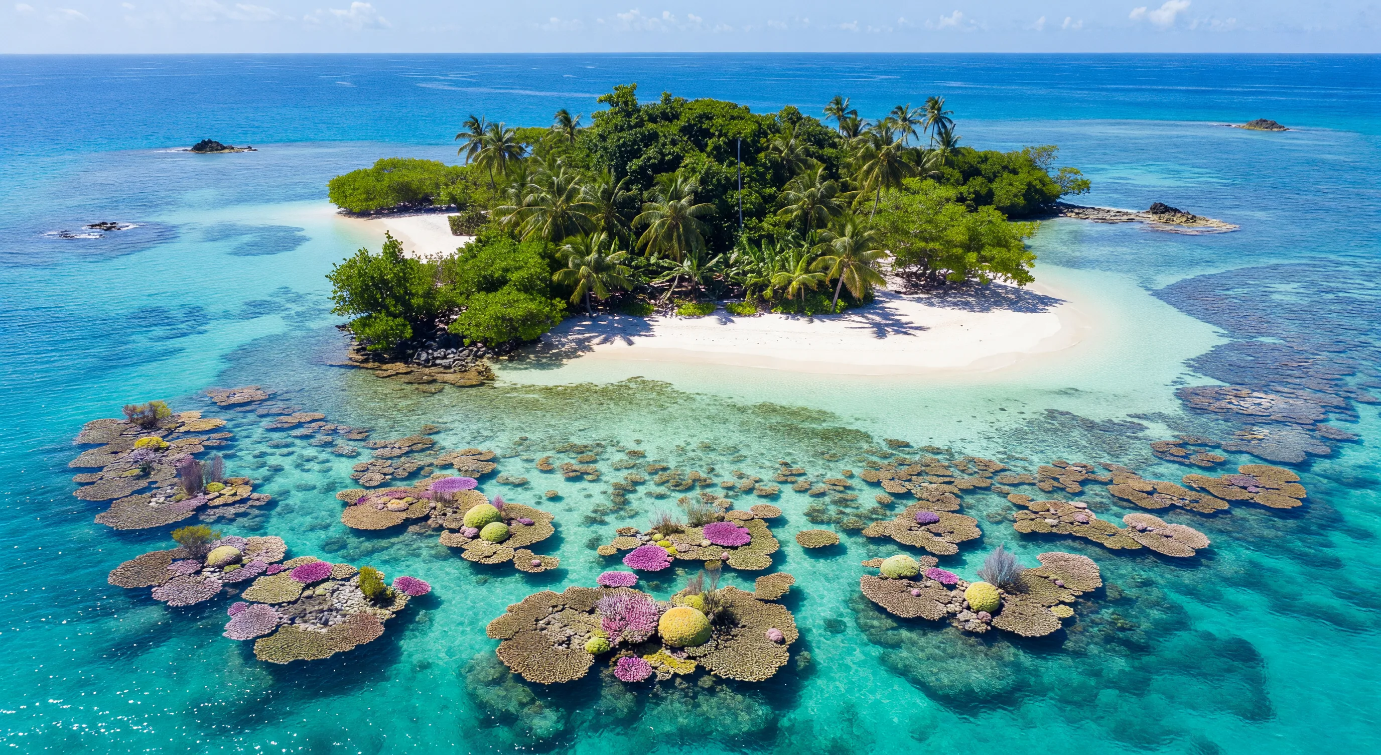 Aerial view of tropical island